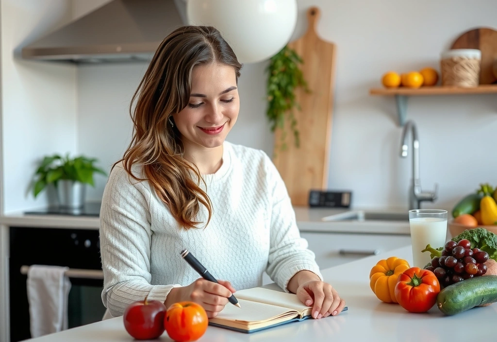 Frau notiert sich Informationen für eine Ernährungsberatung
